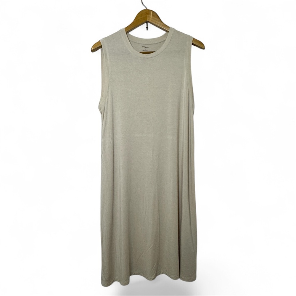 Daily Ritual Womens Sleeveless Swing Dress Beige Size Large Leisure Lounge Basic